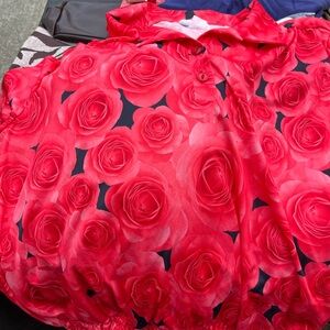 Red and Black A-Line Maxi Blouse for Cocktail